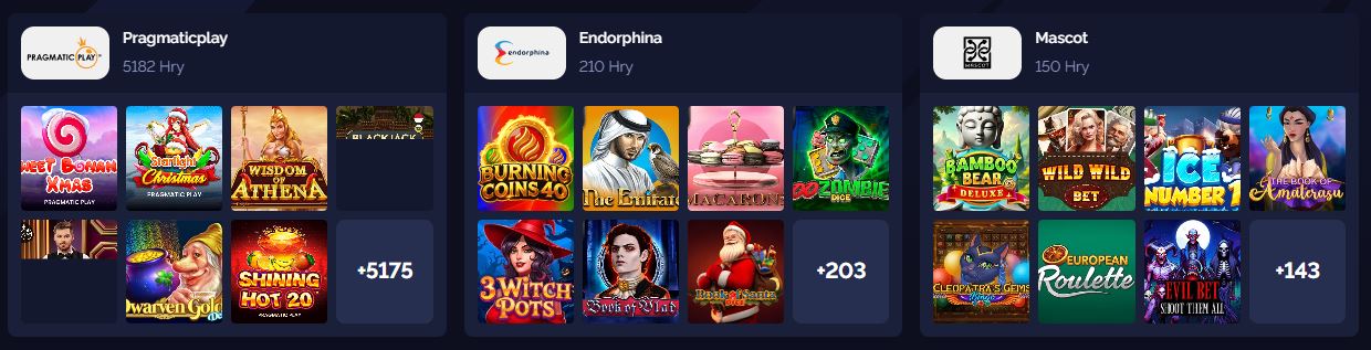 Hrajte oblíbené automaty od předních vývojářů jako Pragmatic Play, Endorphina a Mascot