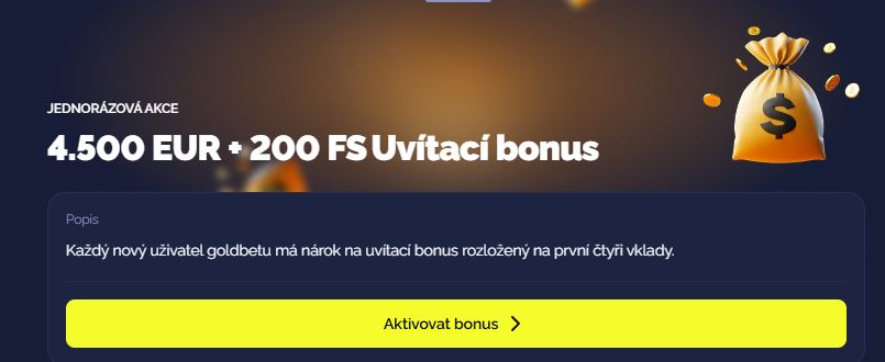 Aktivujte uvítací bonus 4 500 EUR a 200 free spinů rozložený na první čtyři vklady